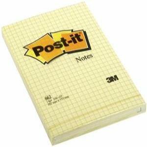 BLOCZEK POST-IT ŻÓŁTY 102 X 152 MM W KRATKĘ 100 KARTEK SAMOPRZYLEPNY Post-it