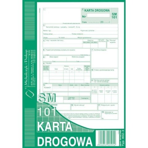 KARTA DROGOWA - OSOBOWY (NUMEROWANA). (OFFSET) MICHALCZYK I PROKOP A5 Michalczyk i Prokop