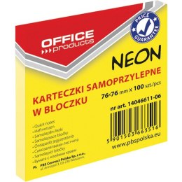 KARTECZKI OFFICE PRODUCTS 76X 76 MM ŻÓŁTE (100), ŻÓŁTY Office Products