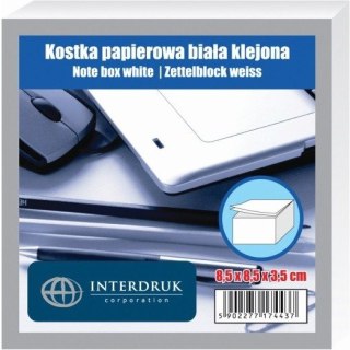 KOSTKA PAPIEROWA 85 X 85 X 35 MM KLEJONA BIAŁA Interdruk