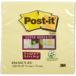 Karteczki Post-it Super Sticky 76x76mm (654-6SSCY) żółte (90) Post-it