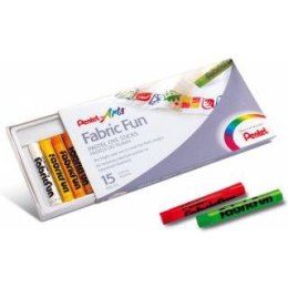 KREDKI PASTELE DO TKANIN PENTEL 15 KOLORÓW Pentel