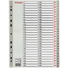 PRZEKŁADKI 1-54 PLASTIKOWE ESSELTE PP A4 NUMERYCZNE SZARE Esselte