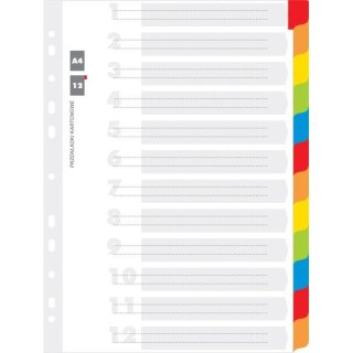 PRZEKŁADKI KARTONOWE A4 INDEX LAMINOWANY 12 KOLORÓW Office Products