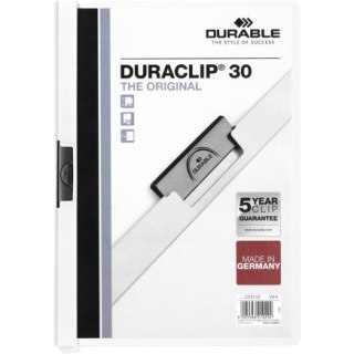 SKOROSZYT Z KLIPSEM A4 DURABLE DURACLIP 30, BIAŁY Durable