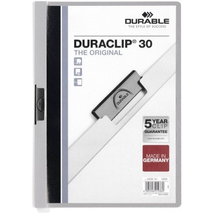 SKOROSZYT Z KLIPSEM A4 DURABLE DURACLIP 30, SZARY Durable