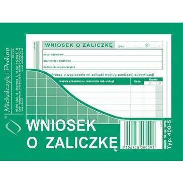 WNIOSEK O ZALICZKĘ (OFFSET) MICHALCZYK I PROKOP A6 Michalczyk i Prokop