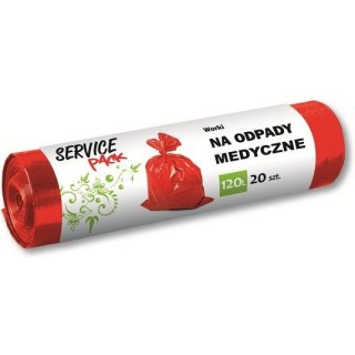 WORKI NA ODPADY MEDYCZNE 120 L LDPE CZERWONE (20) SERVICE PACK