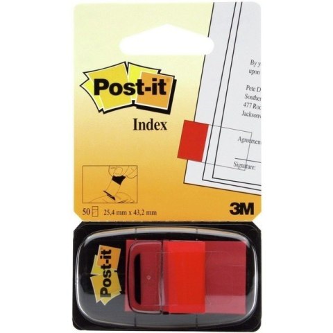 ZAKŁADKI POST-IT 25 X 43 MM 680-1 50 CZERWONE KARTEK Post-it