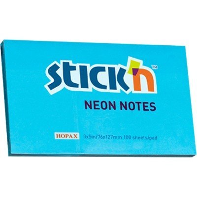 KARTECZKI STICK'N 76 X 127 MM NEONOWE KOLORY (100), NIEBIESKI STICK'N