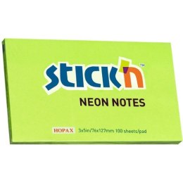 KARTECZKI STICK'N 76 X 127 MM ZIELONE NEON (100) STICK'N