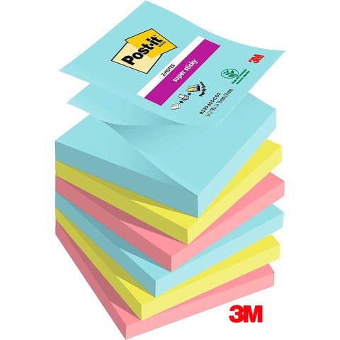 Karteczki Post-it Super Sticky Z-Notes 76x76mm (R330-6SS-COS) 3 kolory (6x90) Post-it