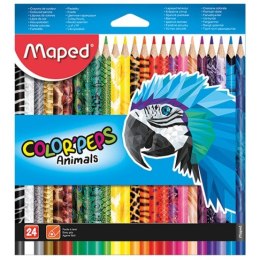 KREDKI OŁÓWKOWE MAPED COLOR'PEPS ANIMALS 24 KOLORY Maped