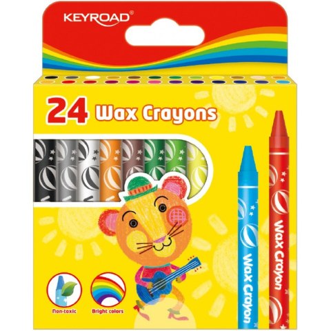 KREDKI ŚWIECOWE KEYROAD WAX CRAYONS 24 KOLORY KEYROAD