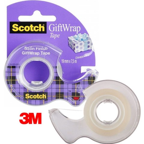 Taśma biurowa Scotch Gift Wrap 19mm/7.5m + podajnik Scotch