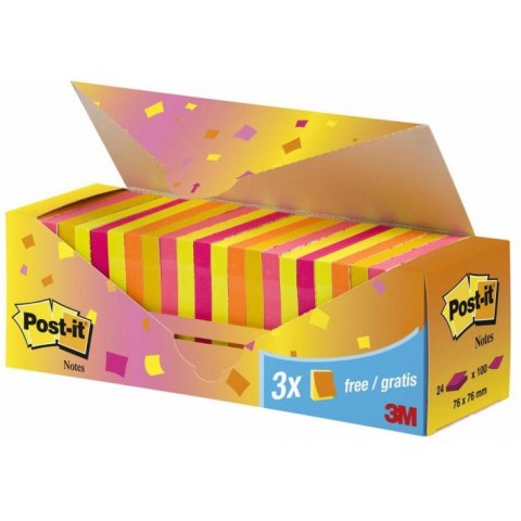 Karteczki Post-it 76x76mm (654-NP24) mix kolorów (24x100) Post-it