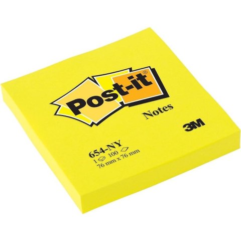 Karteczki Post-it 76x76mm (654-NY) jaskrawożółte (100) Post-it