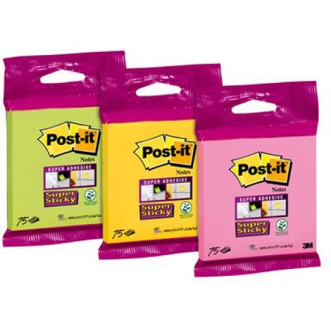 Karteczki Post-it Super Sticky 76x76mm (6820-SS) mix kolorów (75) Post-it