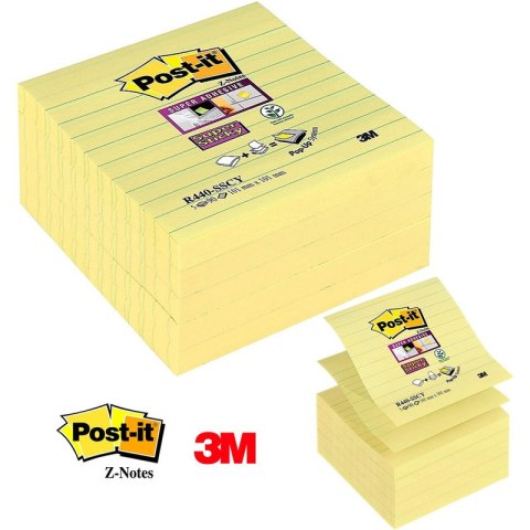 Karteczki Post-it Super Sticky Z-Notes 101x101mm linia (R440-SSCY) żółte (5x90) Post-it