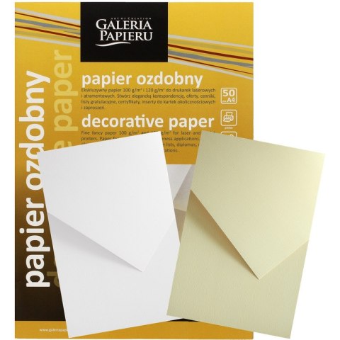 Papier ozdobny Galeria Papieru A4/120g Natte biały (50), BIAŁY Galeria Papieru