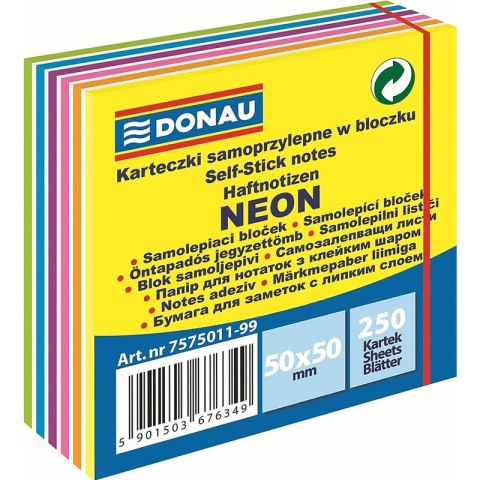 Karteczki Donau 50x50mm neon-pastel mix kolorów (250) Donau