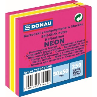 Karteczki Donau 50x50mm neon-pastel mix kolorów (250) Donau