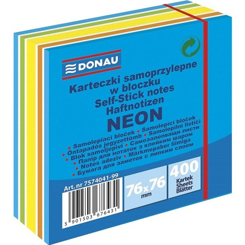 Karteczki Donau 76x76mm neon mix kolorów (400) Donau