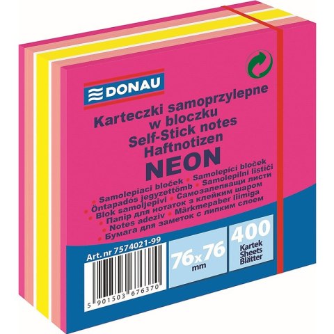 Karteczki Donau 76x76mm neon mix kolorów (400) Donau