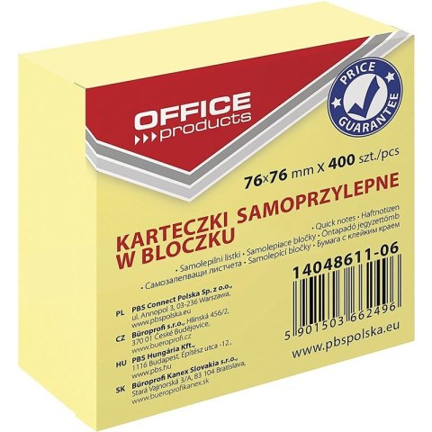 Karteczki Office Products 76x76mm jasnożółte (400) Office Products