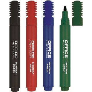 Marker permanentny Office Products 1-3mm okragły czerwony, CZERWONY Office Products