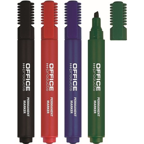 Marker permanentny Office Products 1-5mm ścięty czerwony, CZERWONY Office Products