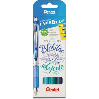 Pióra kulkowe Pentel EnerGel BL77 Błękitne ukojenie (4) Pentel