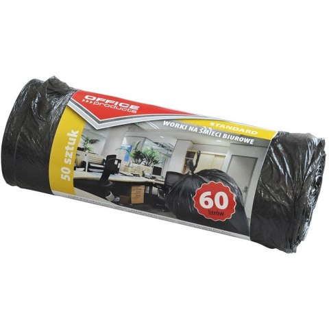 Worki na śmieci Office Products 60L HDPE czarne (50) Office Products