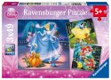 Ravensburger Puzzle dla dzieci 2D: Królewna Śnieżka, Kopciuszek i Arielka 3x49 elementów 9339 Ravensburger