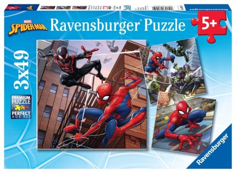 Ravensburger Puzzle dla dzieci 2D: Spiderman. 3x49 elementów 8025 Ravensburger