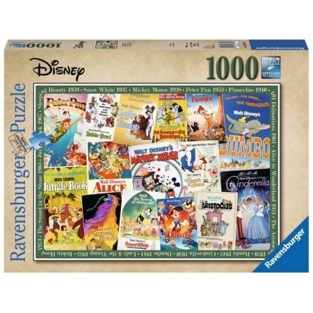 Ravensburger Puzzle 2D 1000 elementów: Stare plakaty z filmów Disney 19874 Ravensburger