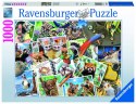 Ravensburger Puzzle 2D 1000 elementów: Zwierzaki w podróży 17322 Ravensburger