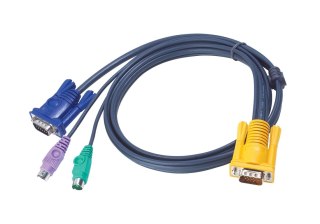 ATEN 2L-5202P kabel KVM Czarny 1,8 m ATEN