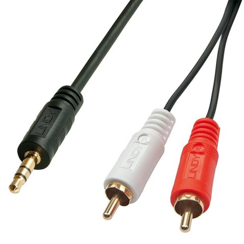 Lindy 35680 kabel audio 1 m 3.5mm 2 x RCA Czarny Lindy