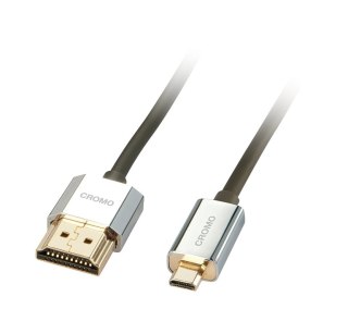 Lindy 41680 kabel HDMI 0,5 m HDMI Typu A (Standard) HDMI Typu D (Micro) Czarny, Srebrny Lindy