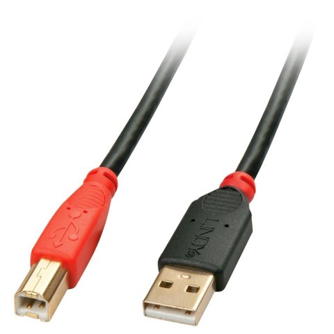 Lindy 42761 kabel USB 10 m USB 2.0 USB A USB B Czarny, Czerwony Lindy