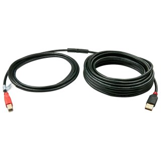 Lindy 42761 kabel USB 10 m USB 2.0 USB A USB B Czarny, Czerwony Lindy