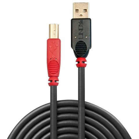 Lindy 42761 kabel USB 10 m USB 2.0 USB A USB B Czarny, Czerwony Lindy