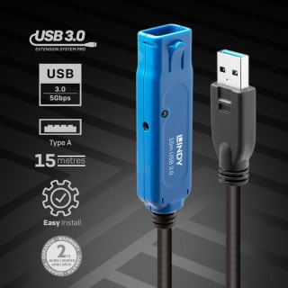 Lindy 43229 kabel USB 15 m USB 3.2 Gen 1 (3.1 Gen 1) USB A Czarny Lindy