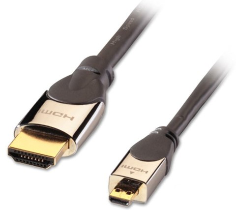 Lindy CROMO, HDMI - Micro HDMI, 1m kabel HDMI HDMI Typu A (Standard) HDMI Typu D (Micro) Czarny, Srebrny Lindy