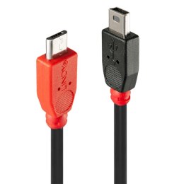 Lindy 31717 kabel USB 0,5 m USB 2.0 Mini-USB B Micro-USB B Czarny, Czerwony Lindy