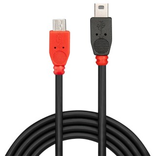 Lindy 31717 kabel USB 0,5 m USB 2.0 Mini-USB B Micro-USB B Czarny, Czerwony Lindy