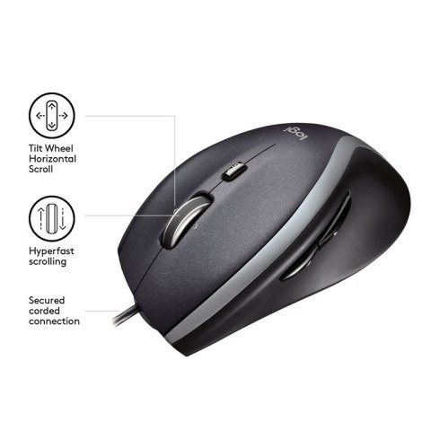 Logitech Corded Mouse M500 myszka Po prawej stronie USB Typu-A Laser 1000 DPI Logitech