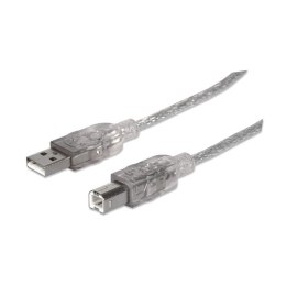 Manhattan 333405 kabel USB 1,8 m USB 2.0 USB A USB B Srebrny Manhattan