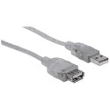 Manhattan 340502 kabel USB 4,5 m USB 2.0 USB A Srebrny Manhattan